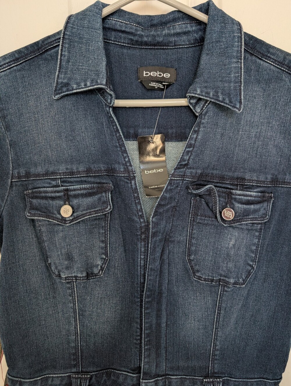 Bebe NWT Blue Denim Short Sleeve Romper